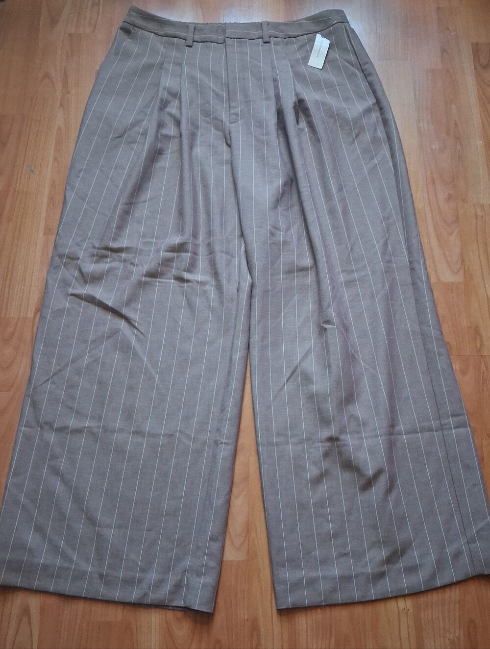 MAEVE By Antropologie Avery Wide-Leg Trousers Women's Size XL Brown Pinstripes